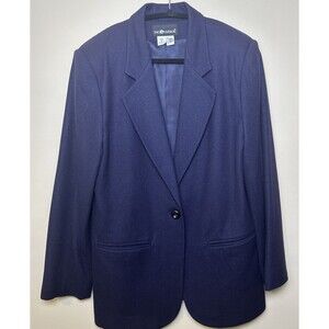 Sag Harbor Womens Vintage 100% Pure New Wool Blazer Navy Blue Size 12 Jacket